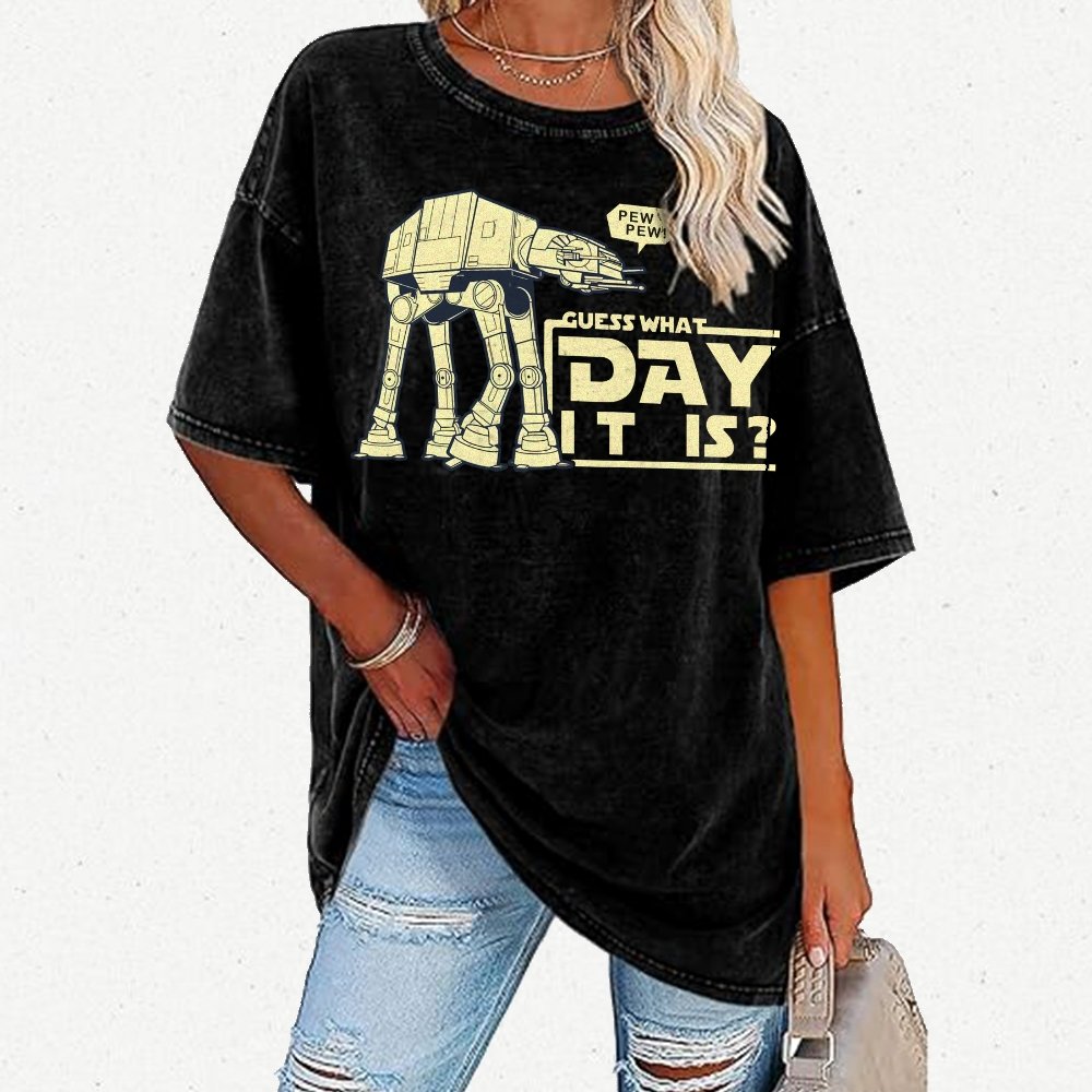 Pew Pew！Guess What Day It Is？ Vintage Distressed T-shirt