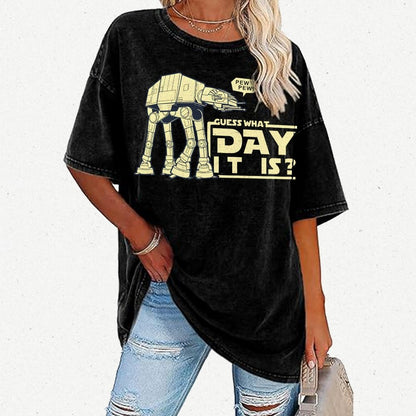 Pew Pew！Guess What Day It Is？ Vintage Distressed T-shirt