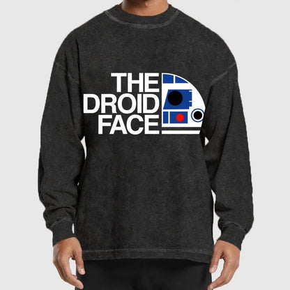 The Robot Face Washed Long Sleeve Tee