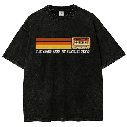 The Years Pass My Playlist Stays Vintage Distressed T-shirt