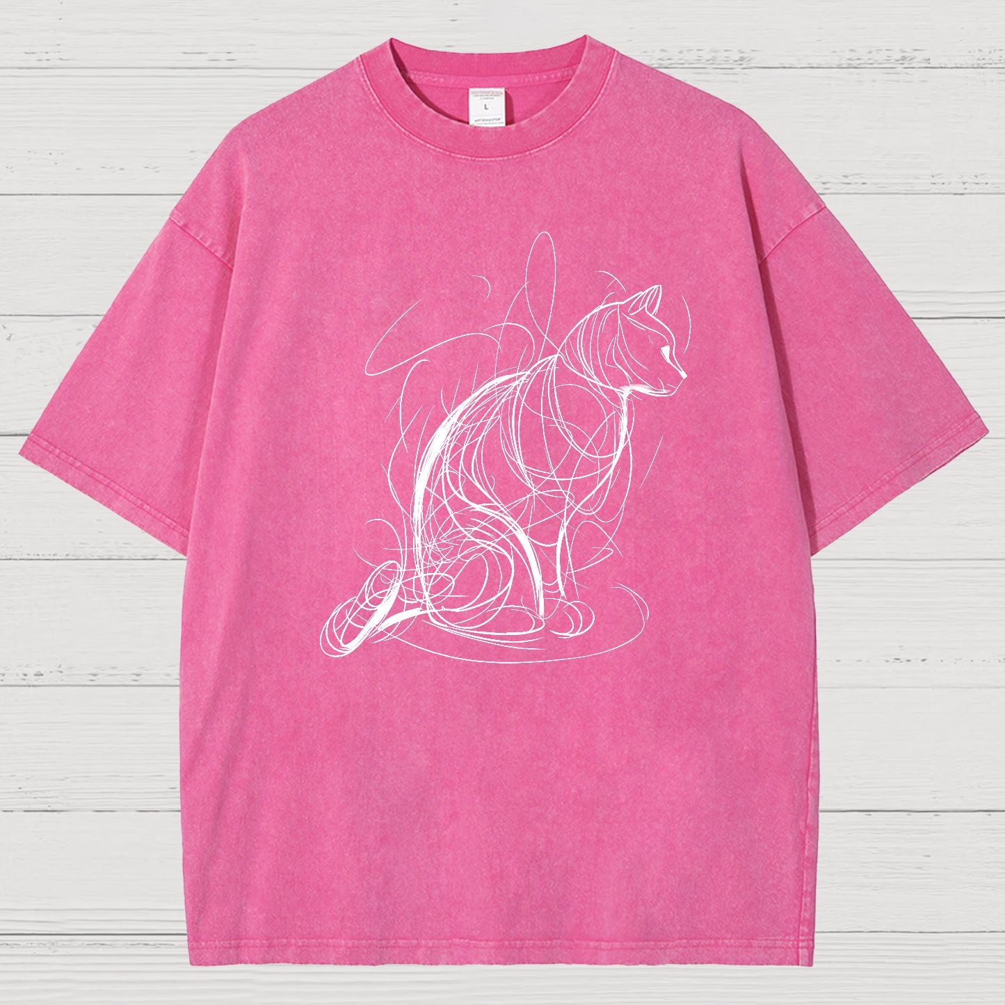 Cat lines Vintage Distressed T-shirt