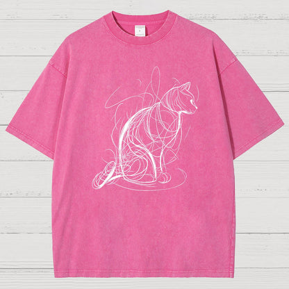 Cat lines Vintage Distressed T-shirt