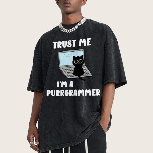 I'm A Purrgrammer Funny Cat Nerdy Vintage Distressed T-shirt