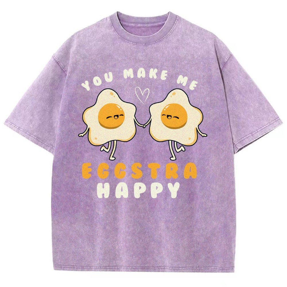You Make Me Eggstra Happy Vintage Distressed T-shirt