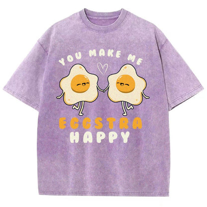 You Make Me Eggstra Happy Vintage Distressed T-shirt