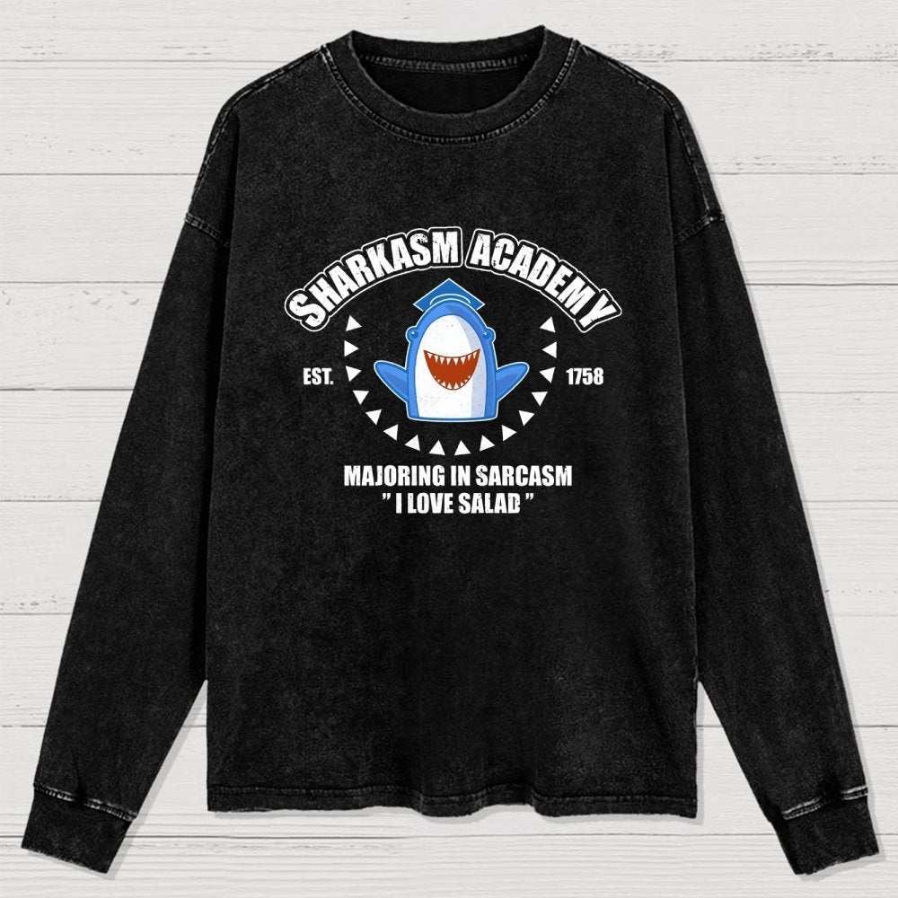 Sharkasm Academy Washed Long Sleeve Tee