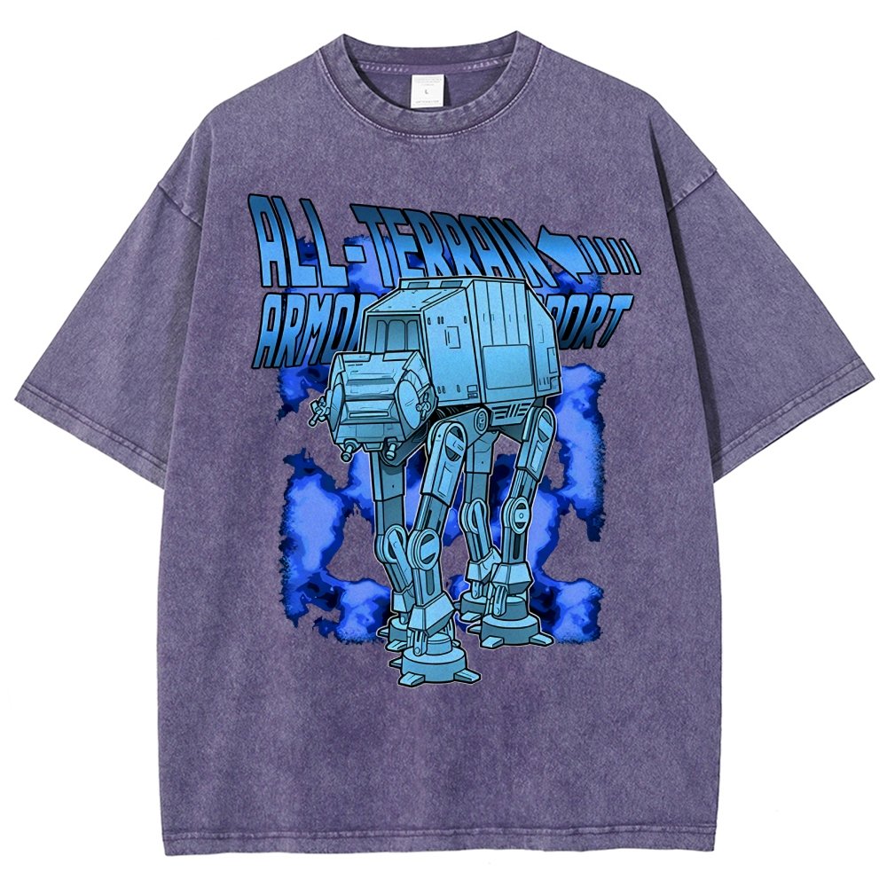 Mega Terrain Mecha Transport Vintage Distressed T-shirt