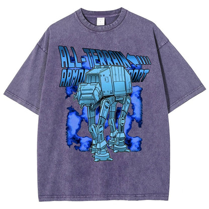 Mega Terrain Mecha Transport Vintage Distressed T-shirt