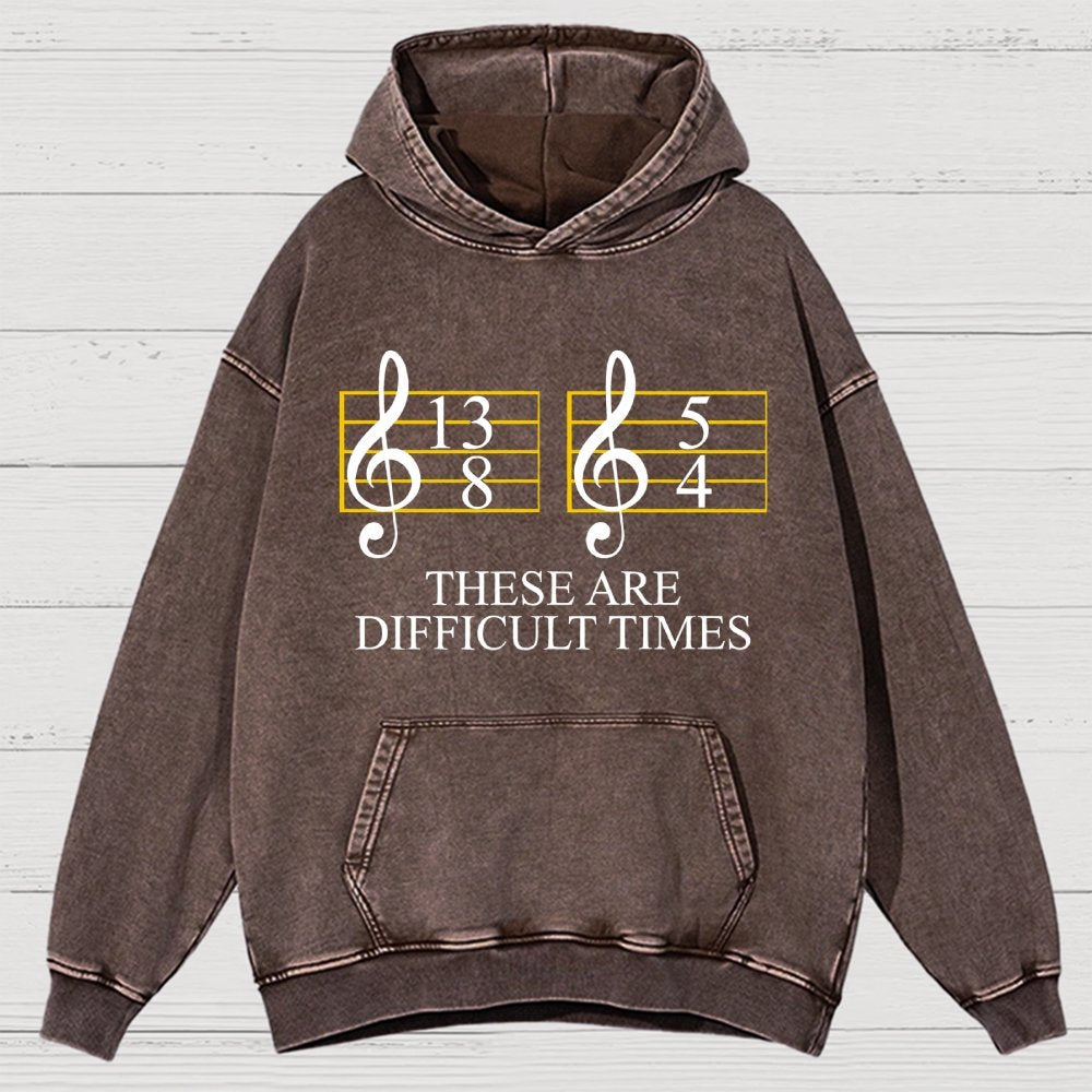 Music Difficult Times Vintage Distressed Hoodie