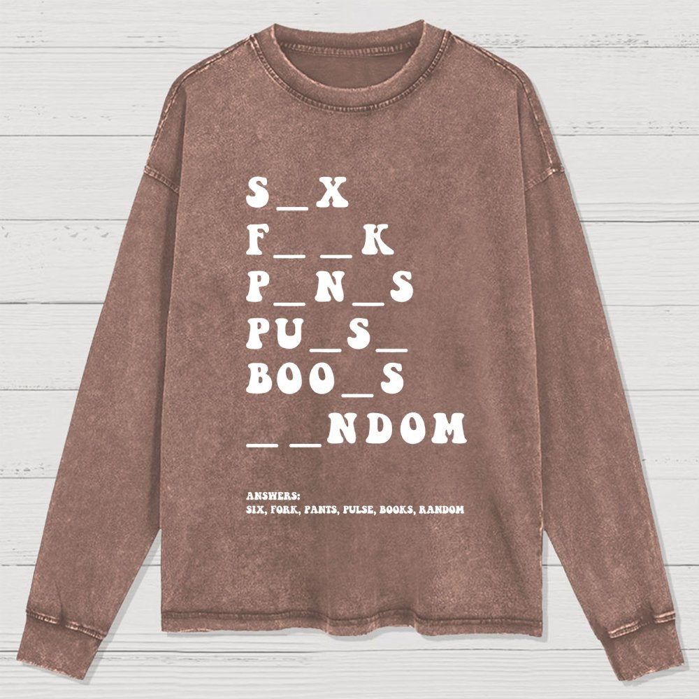 Funny Dirty Word Washed Long Sleeve Tee