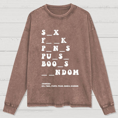 Funny Dirty Word Washed Long Sleeve Tee