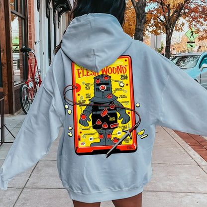 Flesh Wound Skill Game Nerdy Printed Back Cotton Hoodie