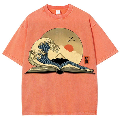 The Great Wave of Knowledge Vintage Distressed T-shirt
