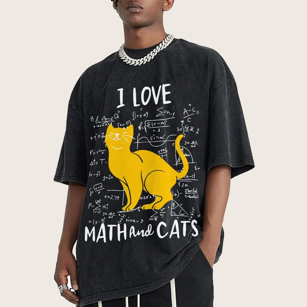 I Love Math And Cats Vintage Distressed T-shirt