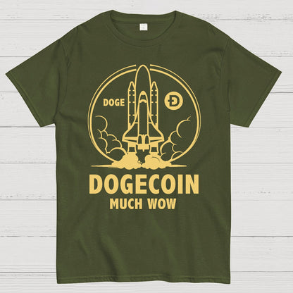 Dogecoin Rocket Ship Much Wow Meme Joke Funny Crypto Currency Elon Musk DOGE Geek T-Shirt