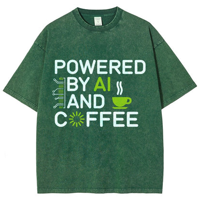 Powered By AI And Coffee Vintage Distressed T-shirt