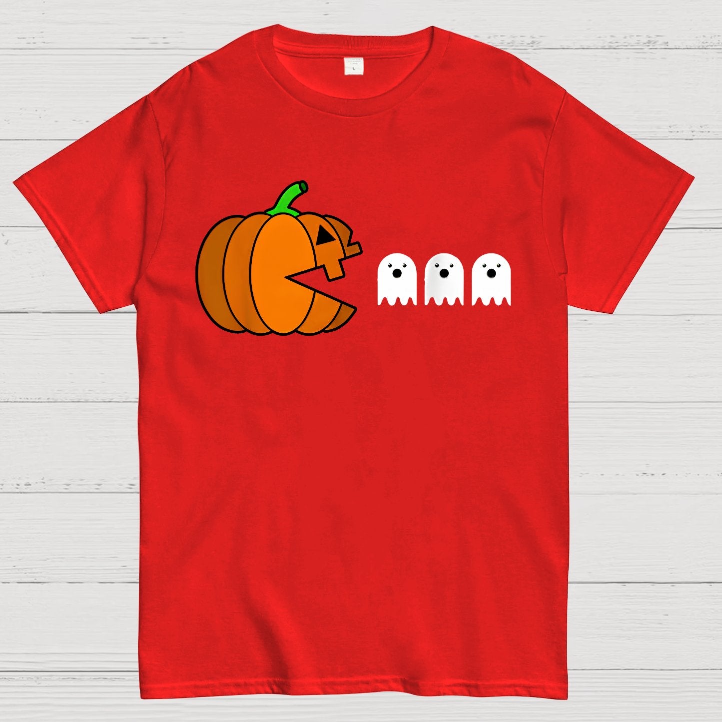 Funny Halloween Pumpkin Eating Ghost Geek T-Shirt