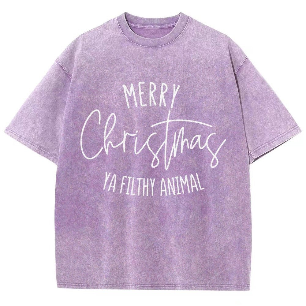 Merry Christmas Ya Filthy Animal Vintage Distressed T-shirt