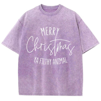Merry Christmas Ya Filthy Animal Vintage Distressed T-shirt