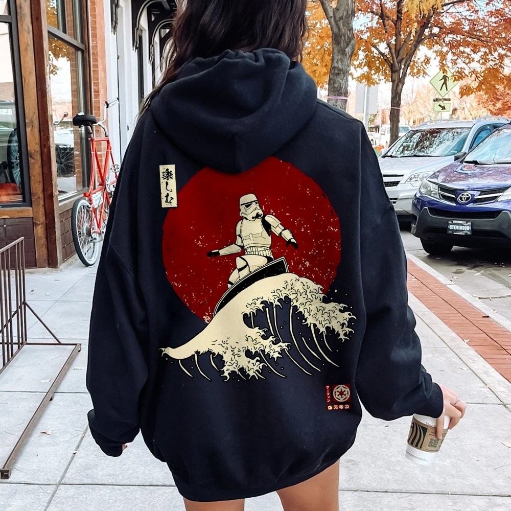 Cosmic Wave Printed Back Unisex Cotton Hoodie