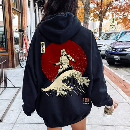 Cosmic Wave Printed Back Unisex Cotton Hoodie