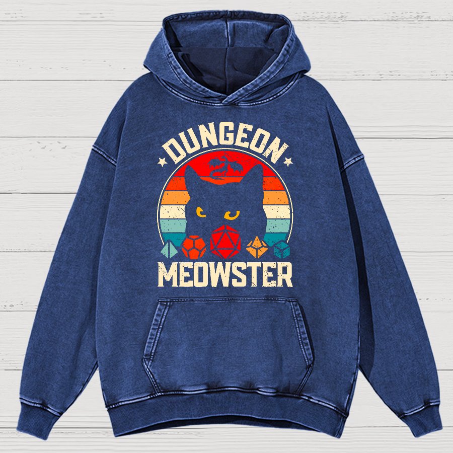 Dungeon Meowster Vintage Distressed Hoodie