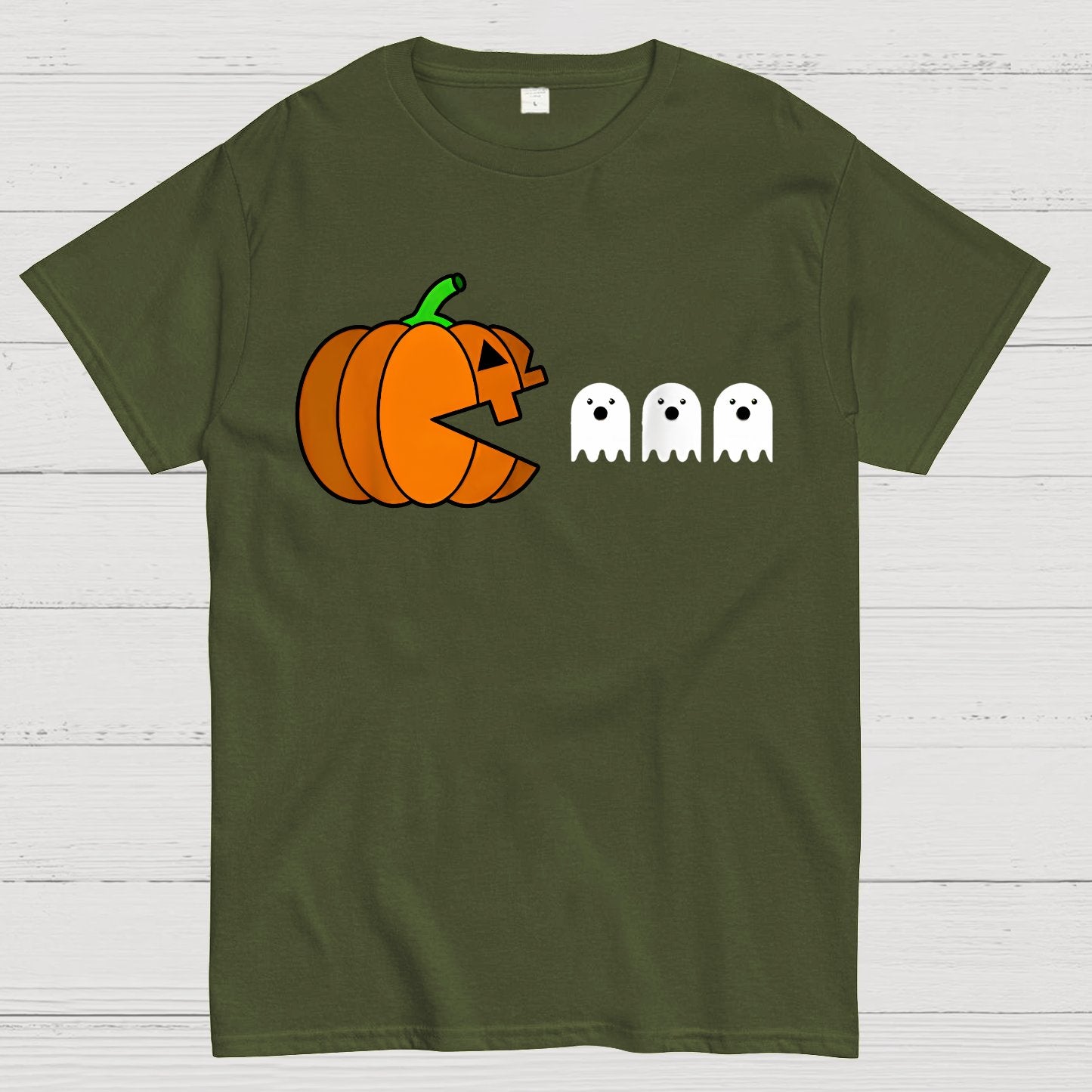 Funny Halloween Pumpkin Eating Ghost Geek T-Shirt