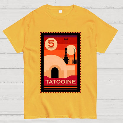 Double Suns Retro Postage Stamp Geek T-Shirt