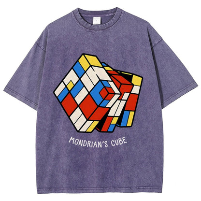 The Mondrian Rubik Cube Vintage Distressed T-shirt