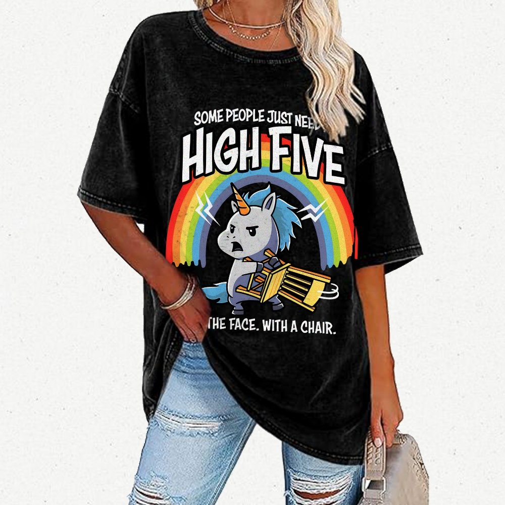 Some People Just Need A High Five Vintage Distressed T-shirt