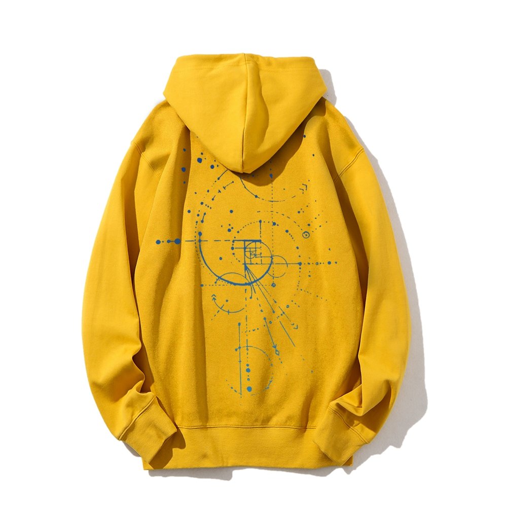 Distressed Fibonacci Printed Back Cotton Hoodie