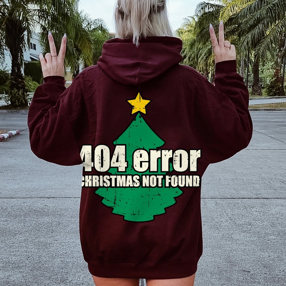 Error 404 Printed Back Cotton Hoodie