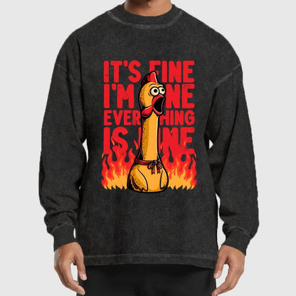Chicken Fine Burn Washed Long Sleeve Tee