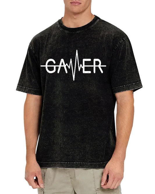Gamer Heartbeat Vintage Distressed T-shirt