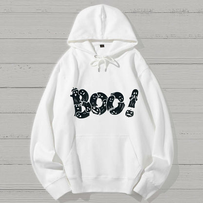 Boo - Funny Cute Ghost Typography Geek Cotton Hoodie