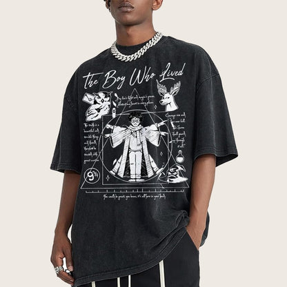 Vitruvian Wizard Vintage Distressed T-shirt