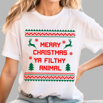 Merry Christmas Ya Filthy Animal  funny Geek T-Shirt