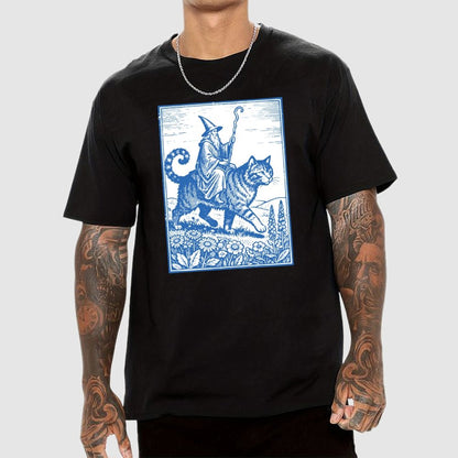 Wizard Cat Rider Geek T-Shirt