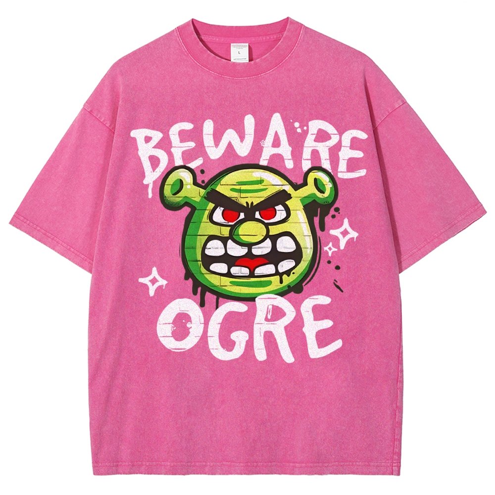 Beware Ogre Graffiti Vintage Distressed T-shirt