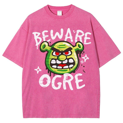 Beware Ogre Graffiti Vintage Distressed T-shirt