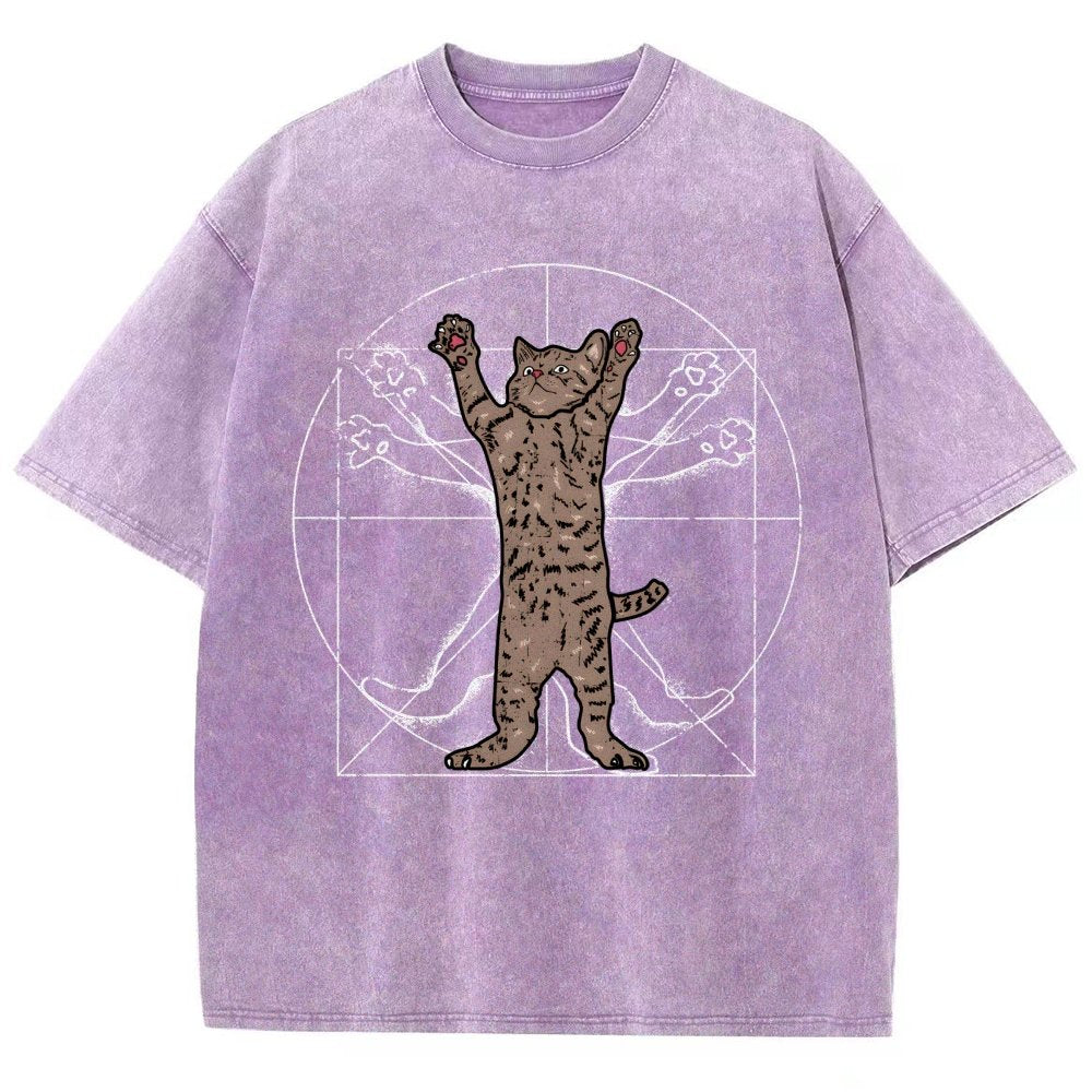 vitruvian cat Vintage Distressed T-shirt