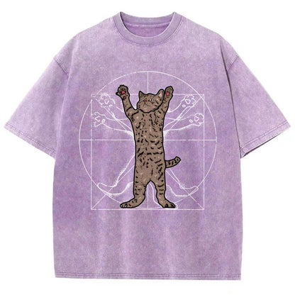 vitruvian cat Vintage Distressed T-shirt