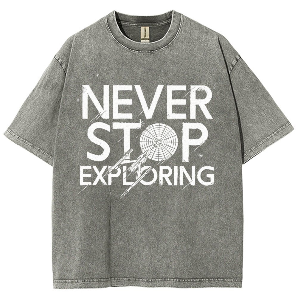 Never Stop Exploring Vintage Distressed T-shirt
