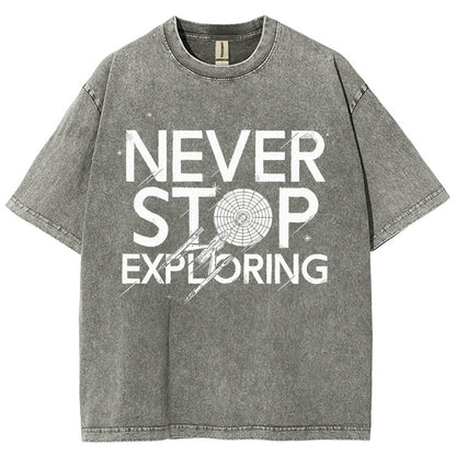 Never Stop Exploring Vintage Distressed T-shirt