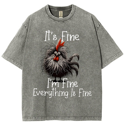 It's Fine，Funny Chick Vintage Distressed T-shirt