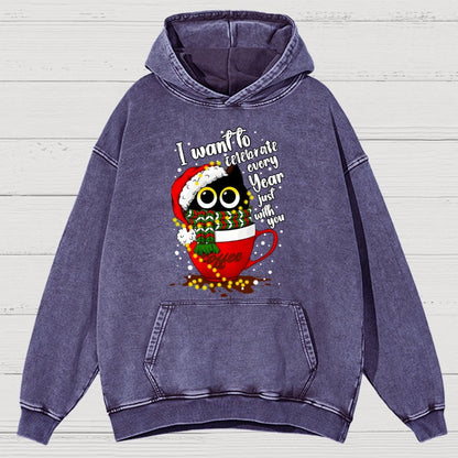 Christmas Cat Vintage Distressed Hoodie