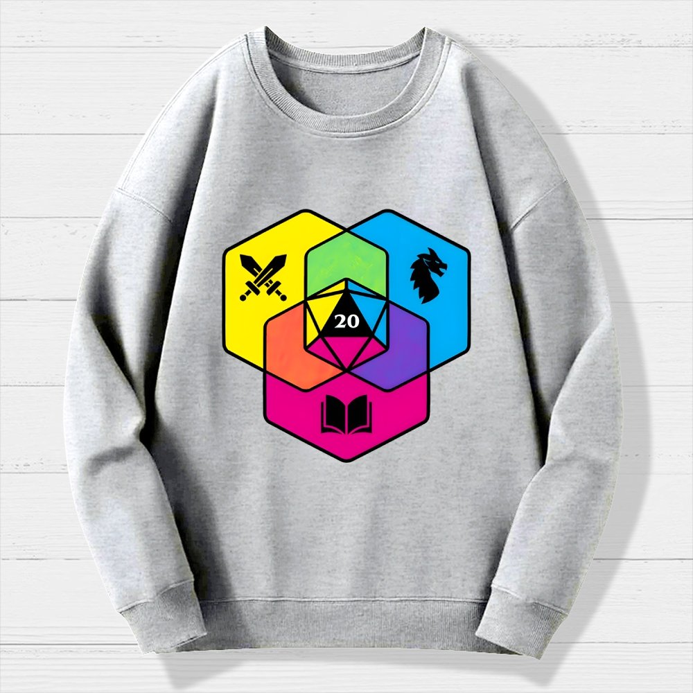 RPG CMYK Dice Venn Diagram Geek Cotton Sweatshirt