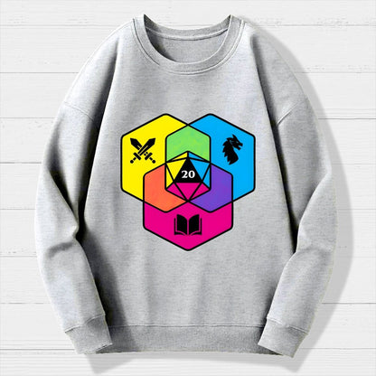 RPG CMYK Dice Venn Diagram Geek Cotton Sweatshirt