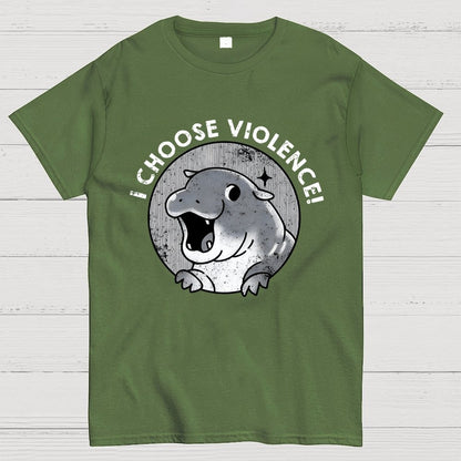 I Choose Violence Cute Hippo Geek T-Shirt
