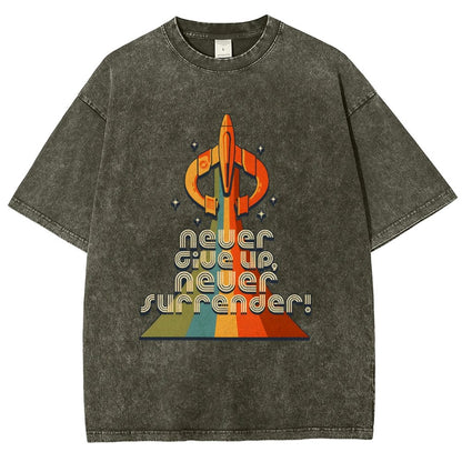 Retro Quest Never give up, never surrender! Vintage Distressed T-shirt